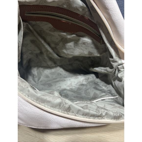 Clarks Ivory Perforated Block Pattern Faux Leather Detachable Crossbody Strap - Picture 8 of 13